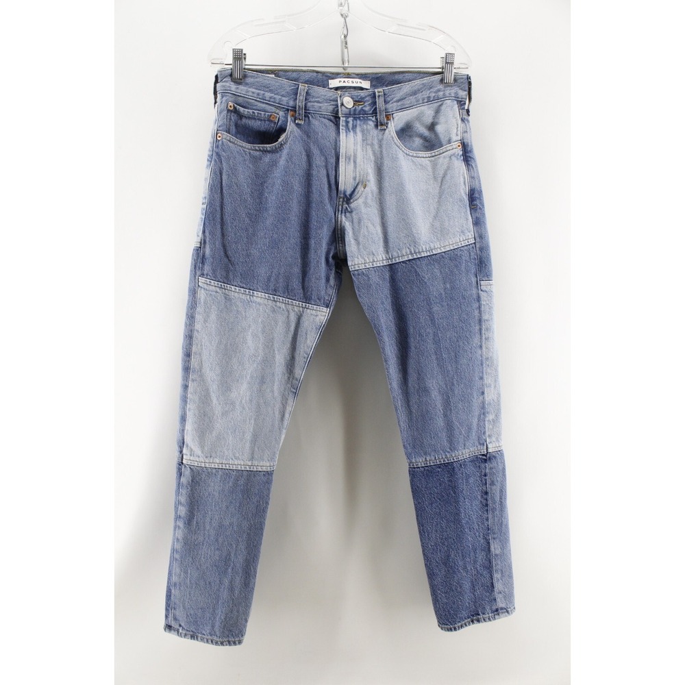 PacSun Slim Taper Jeans Mens 30x28 (Tag 30x30) Blue Denim‎ Patchwork Cotton